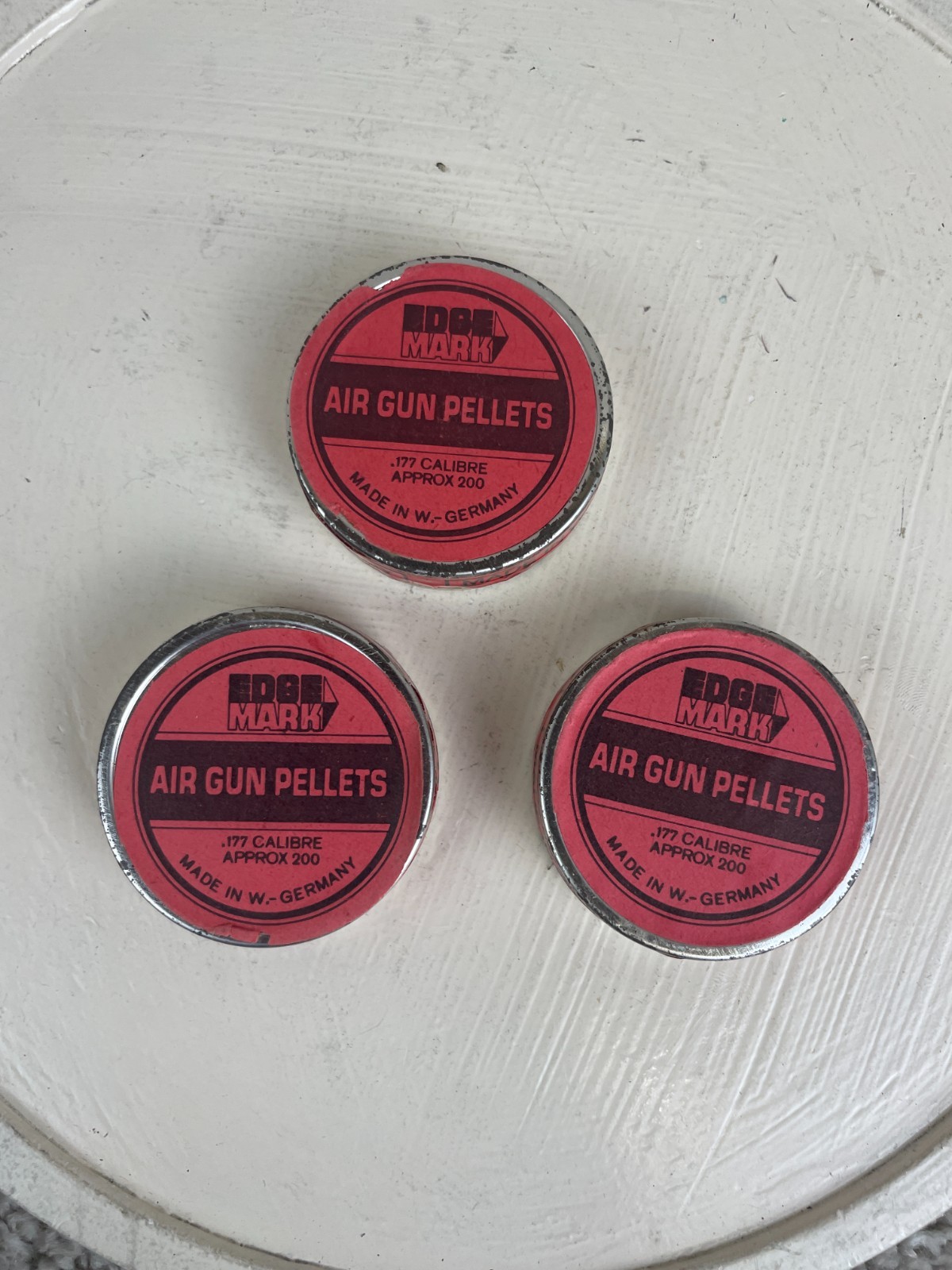 Lot of 3 Vintage Edgemark .177 Caliber Air Gun Pellets Tins