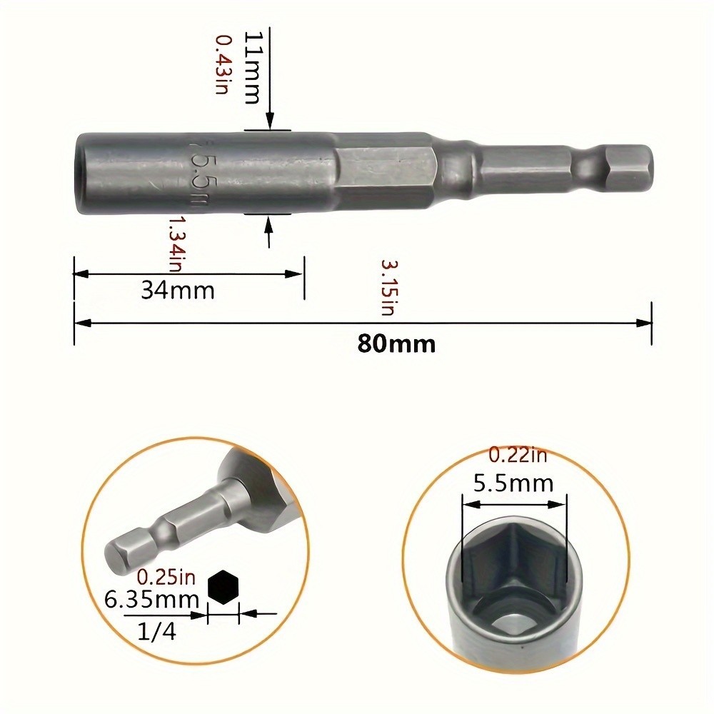 Hex Socket Drill Bit Set - 1/4'' Hex Drive for Bolts & Nuts, Multiple Sizes