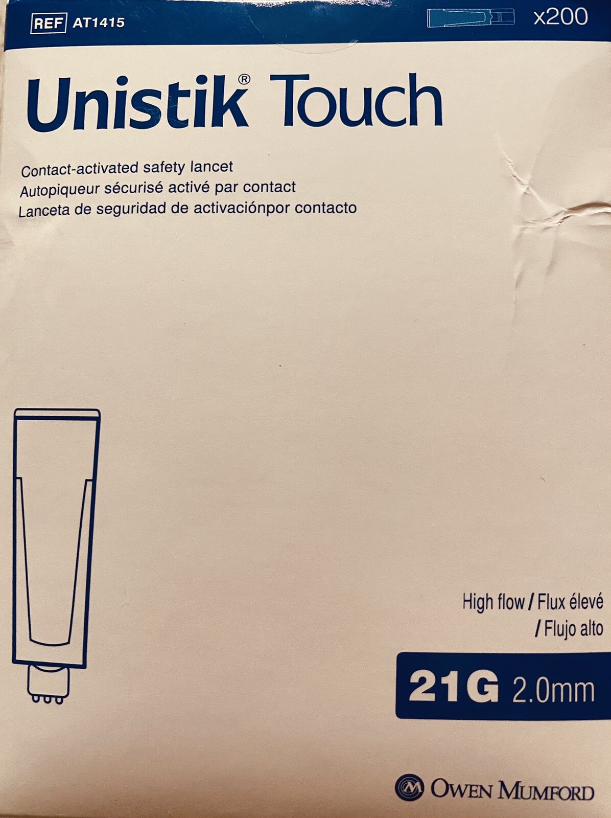 200 Unistik Touch Single Use Safety Lancet , High Flow,21G