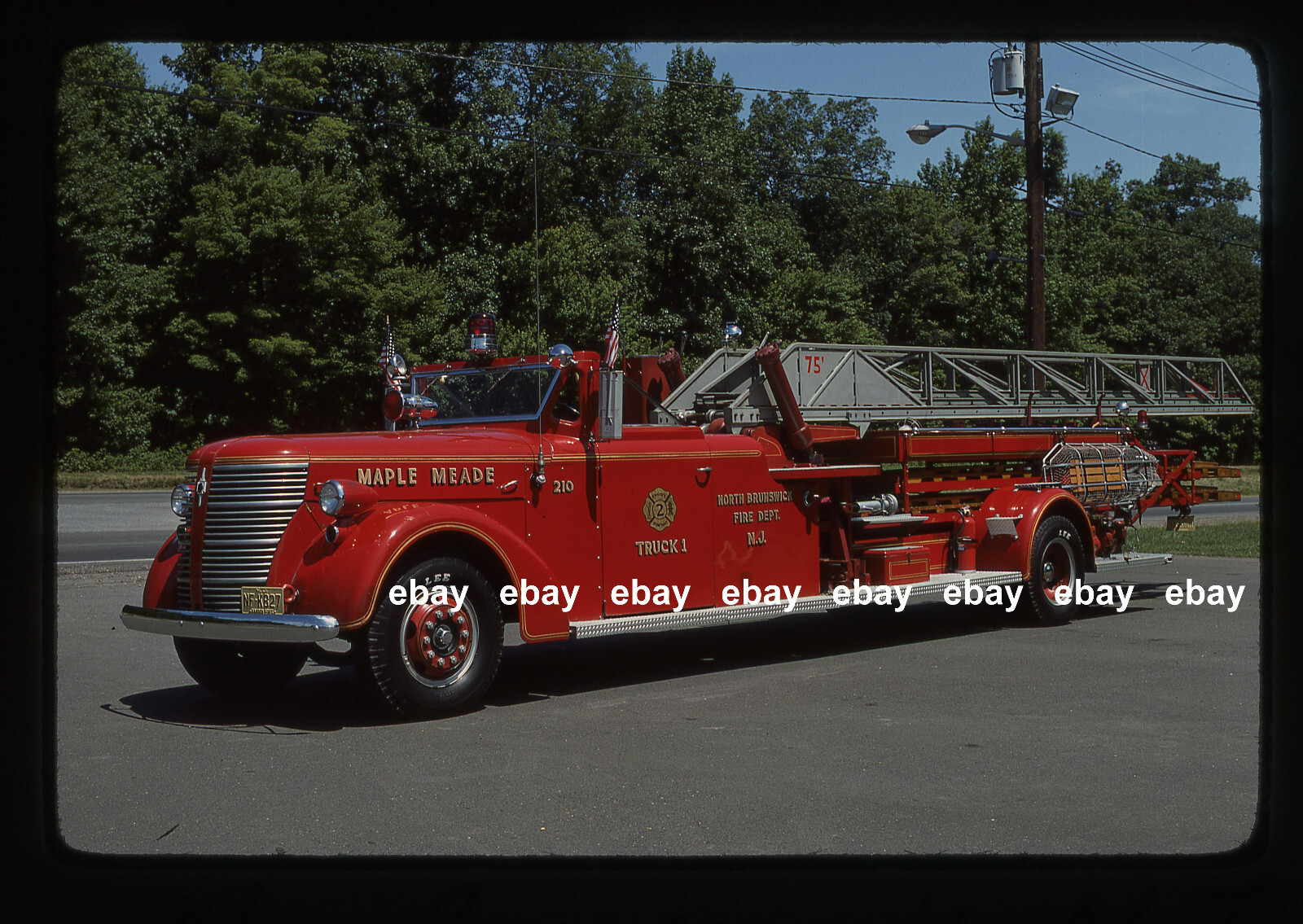 North Brunswick Twp NJ 1946 American La France 75' Aerial Fire Apparatus Slide