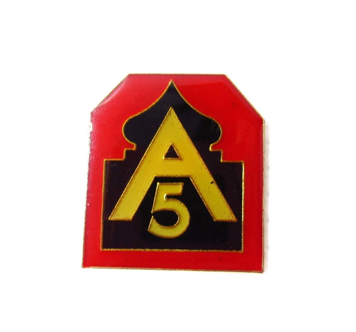 Vintage 5th Army North Lapel Pin US Army Red Gold Tone Military Insignia