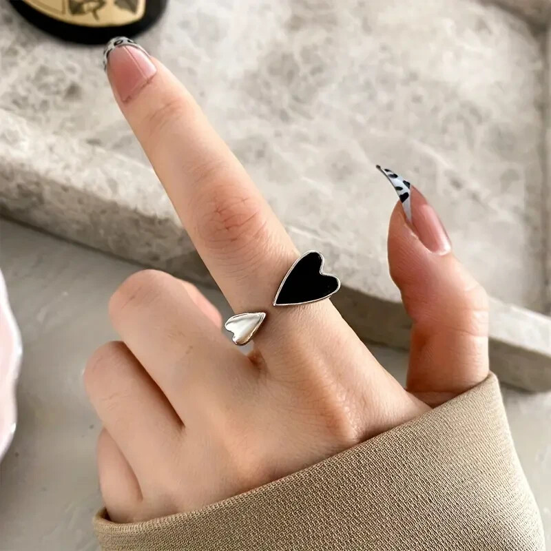 Kpop Style Cuff Ring Trendy Heart Design