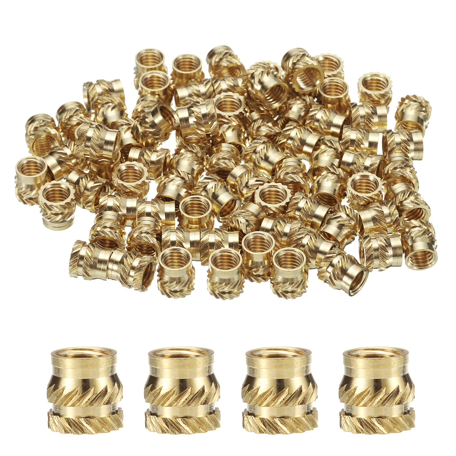100pcs M5 Threaded Inserts Brass Heat Set Insert M5x7mm, OD 7mm Knurled Nuts