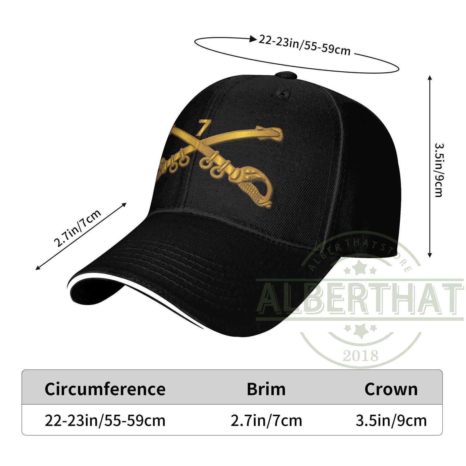 7th Cavalry Branch Wo Txt Unisex Baseball Cap Adjustable Dad Hat