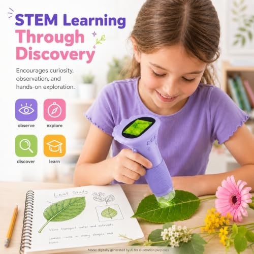 1000X Kids Microscope Handheld Camera, 2'' Screen Wonder Quest Microscope Camera