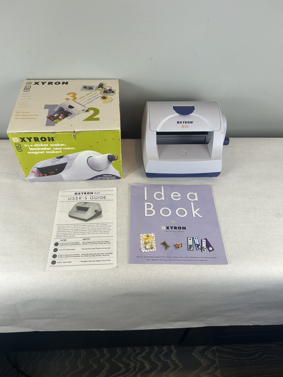 Xyron 510 Sticker, Labels, Magnet Maker Laminating Machine Box Paperwork Used