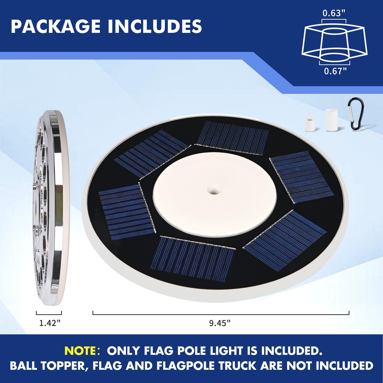 Flag Pole Light Solar Powered, 29 LED Extra Bright Silver Flagpole Light for ...