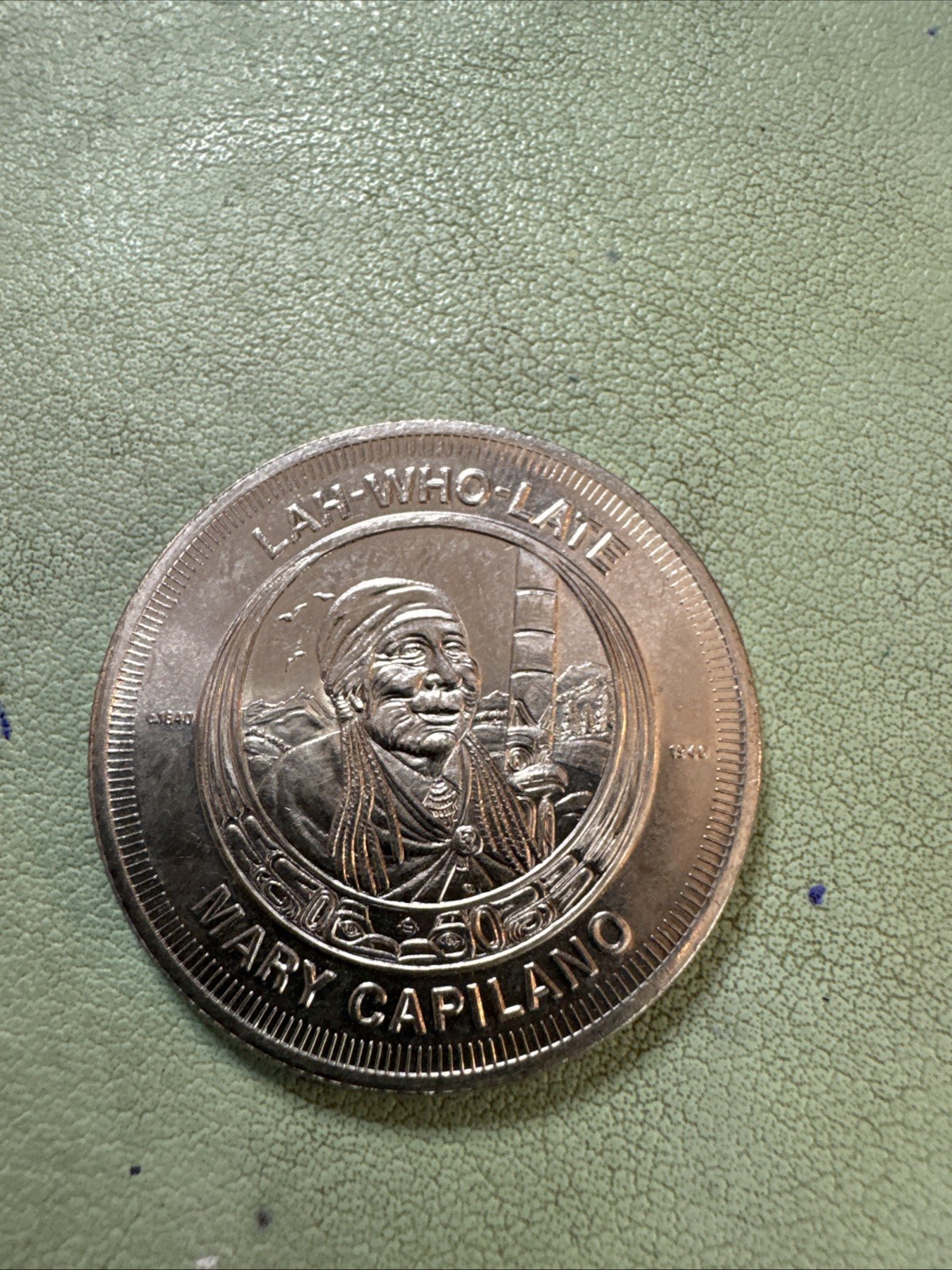 BC Canada 1979 Capilano Trade DOLLAR Token Indian History Orator Lah-Who-Late