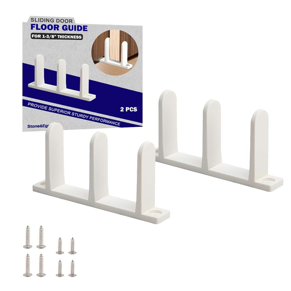 2 Pack White Sliding Closet Door Floor Guide ABS Bottom Guide