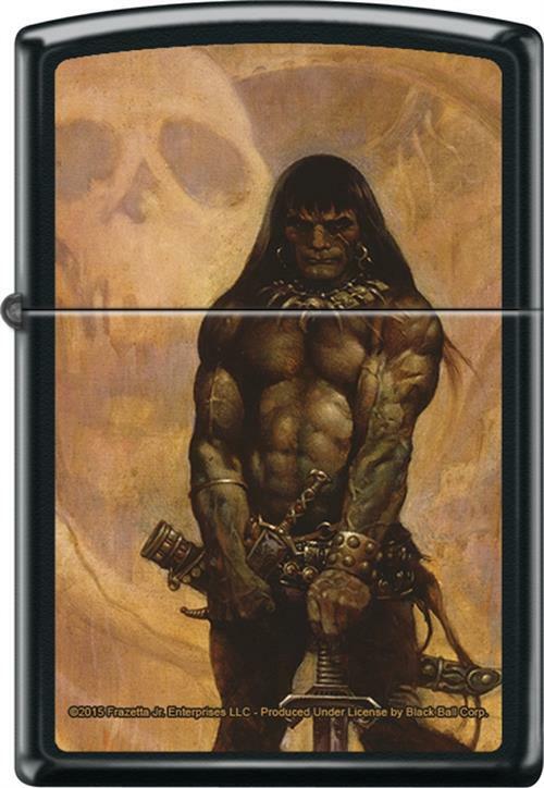 Frazetta - Barbarian - Black Matte Zippo Lighter