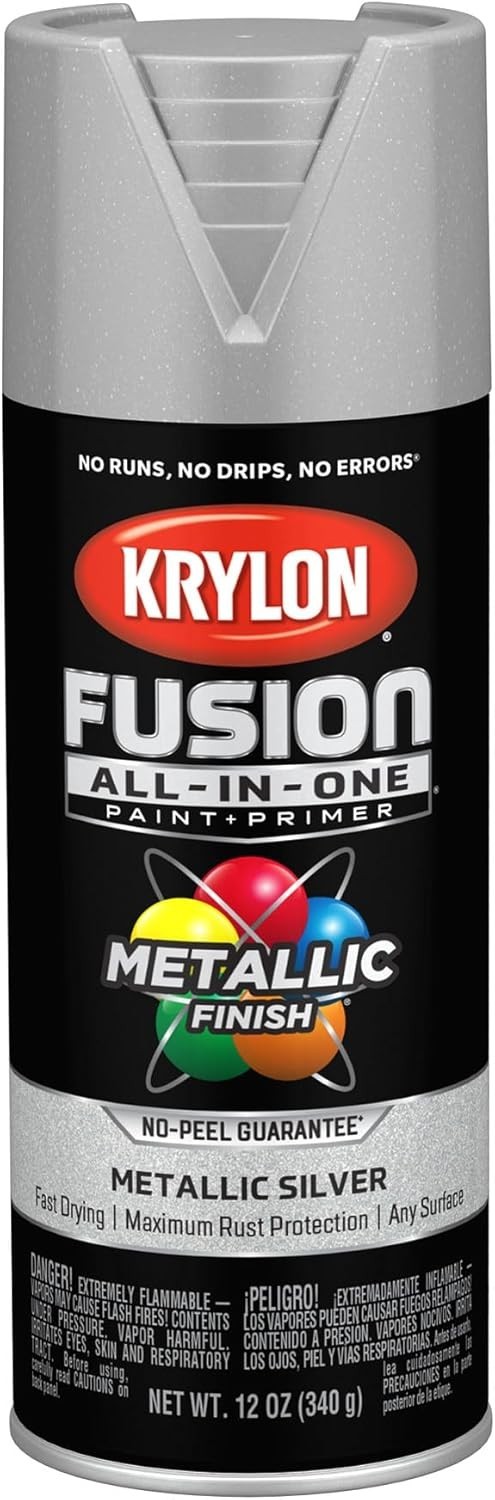 Durable 12 oz Adhesive Spray Paint in Silver - Quick Dry, Rust Resistant Finish