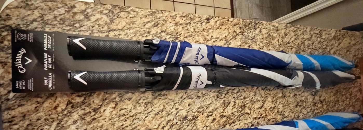 Callaway 62 Inch Auto Open Vented Golf Umbrella, 2 Pack Wind Resistance New