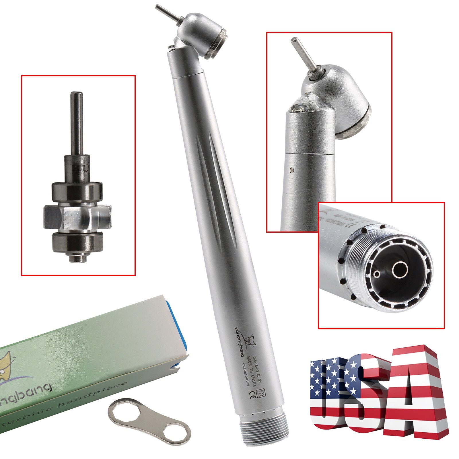 NSK Style Dental LED 45° Degree Surgical High Speed Handpiece Push Button 2 Hole