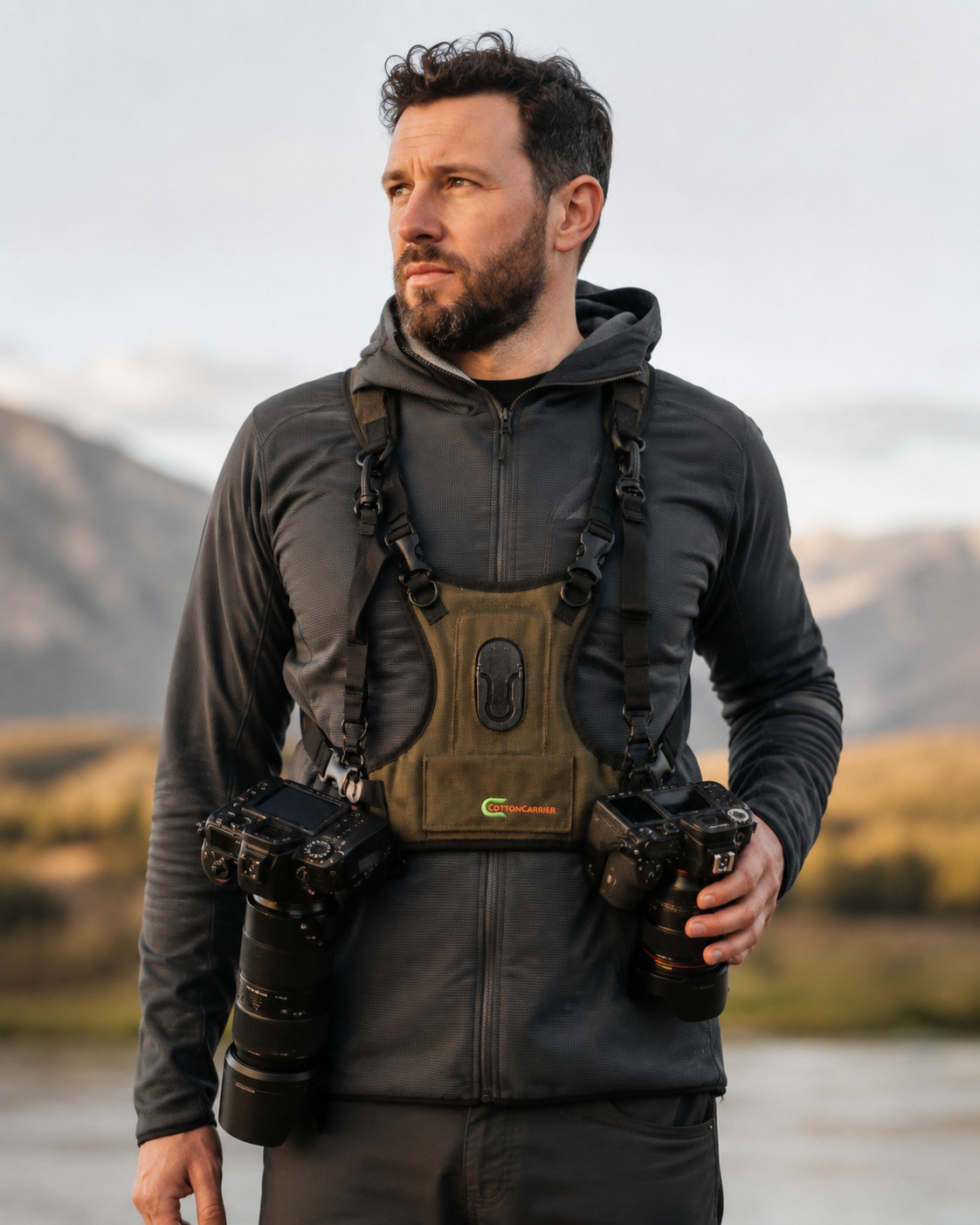 Cotton Carrier Camera Harness System Olive Black