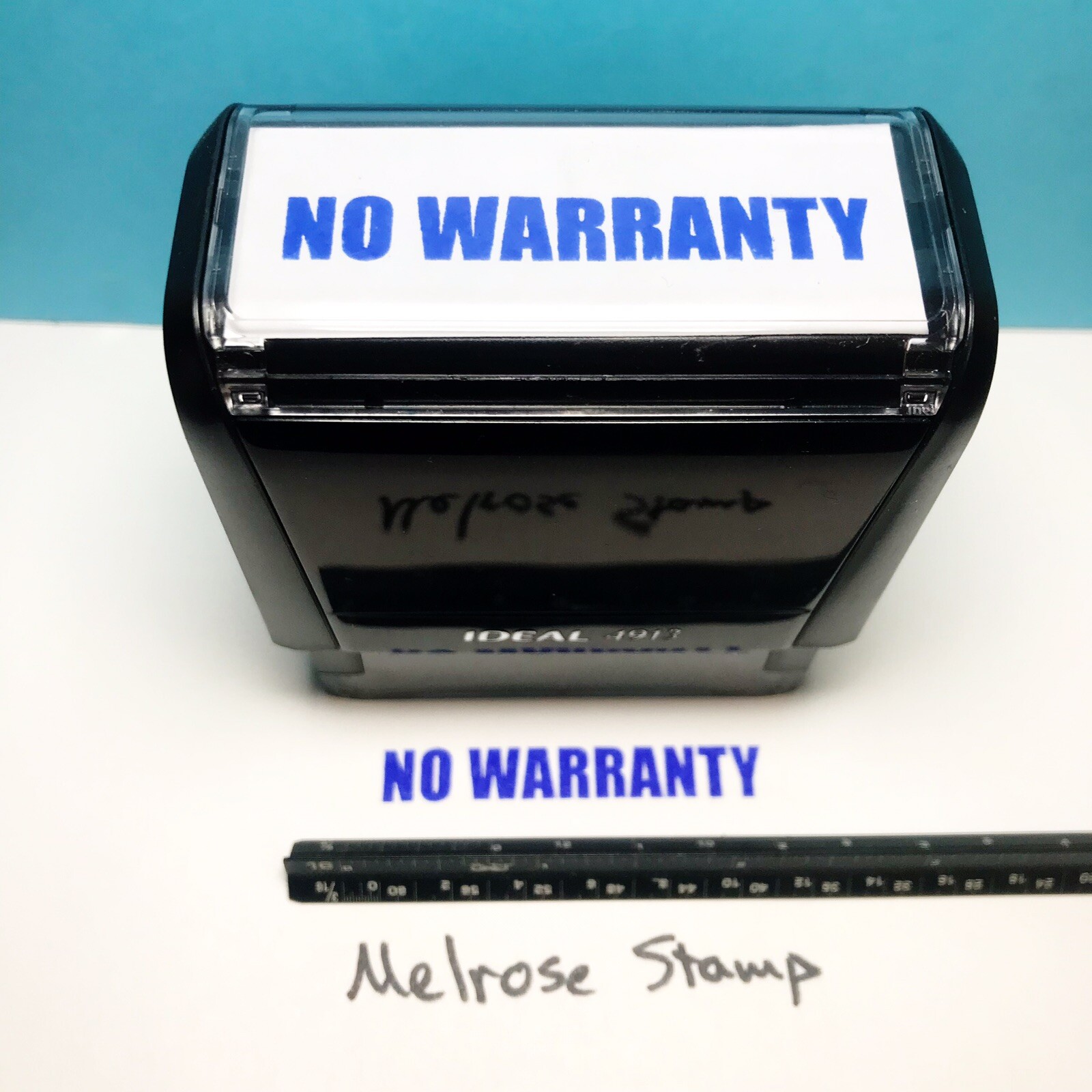 No Warranty Rubber Stamp Blue Ink Self Inking Ideal 4913