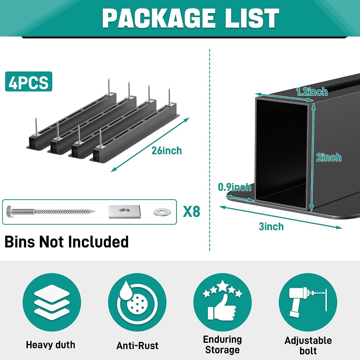 Heavy-Duty Ceiling Storage Rack System - Adjustable and Expandable 4-Bin Design