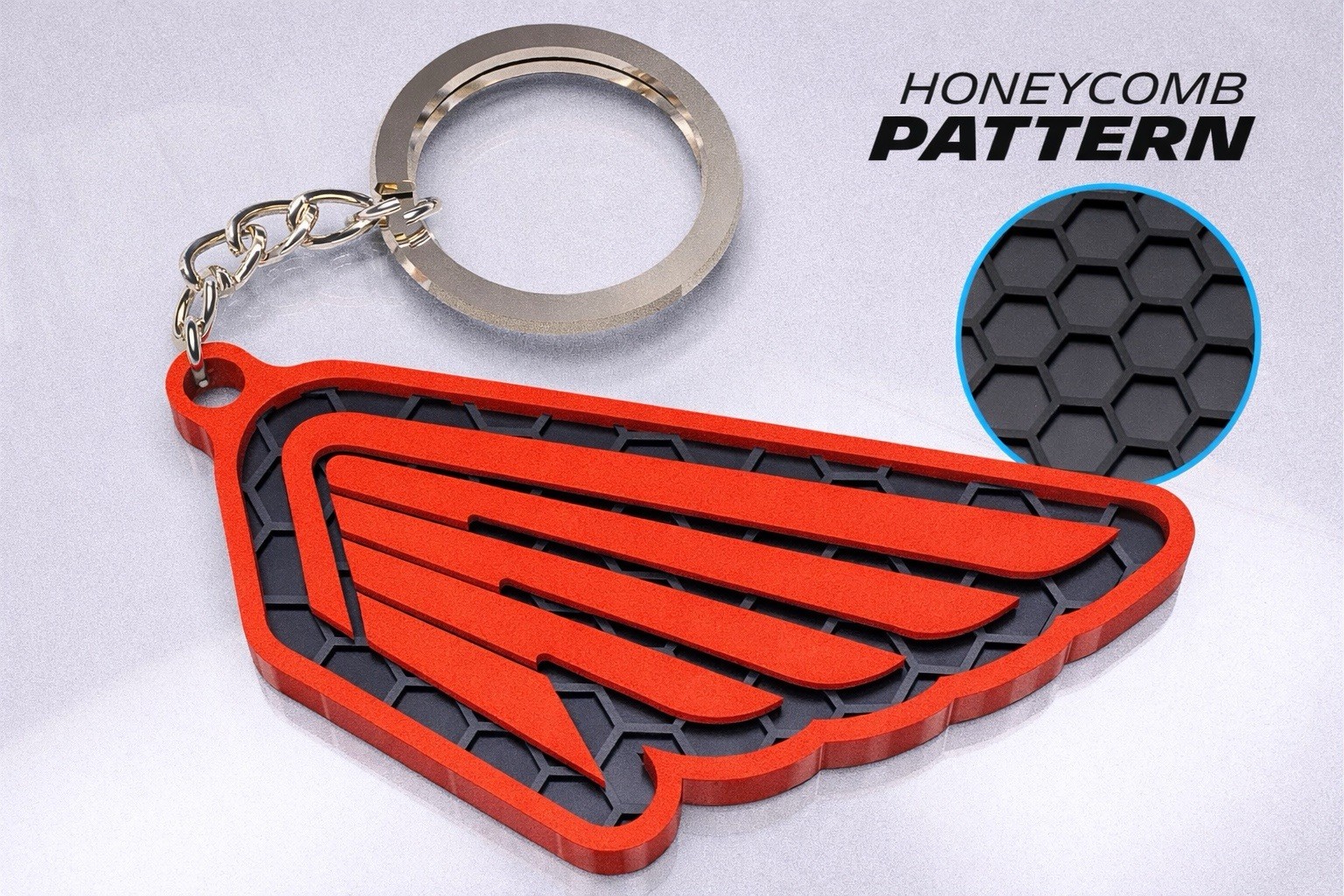 Motorcycle Enthusiast Keychain – 3D Honeycomb – Compatible With Honda