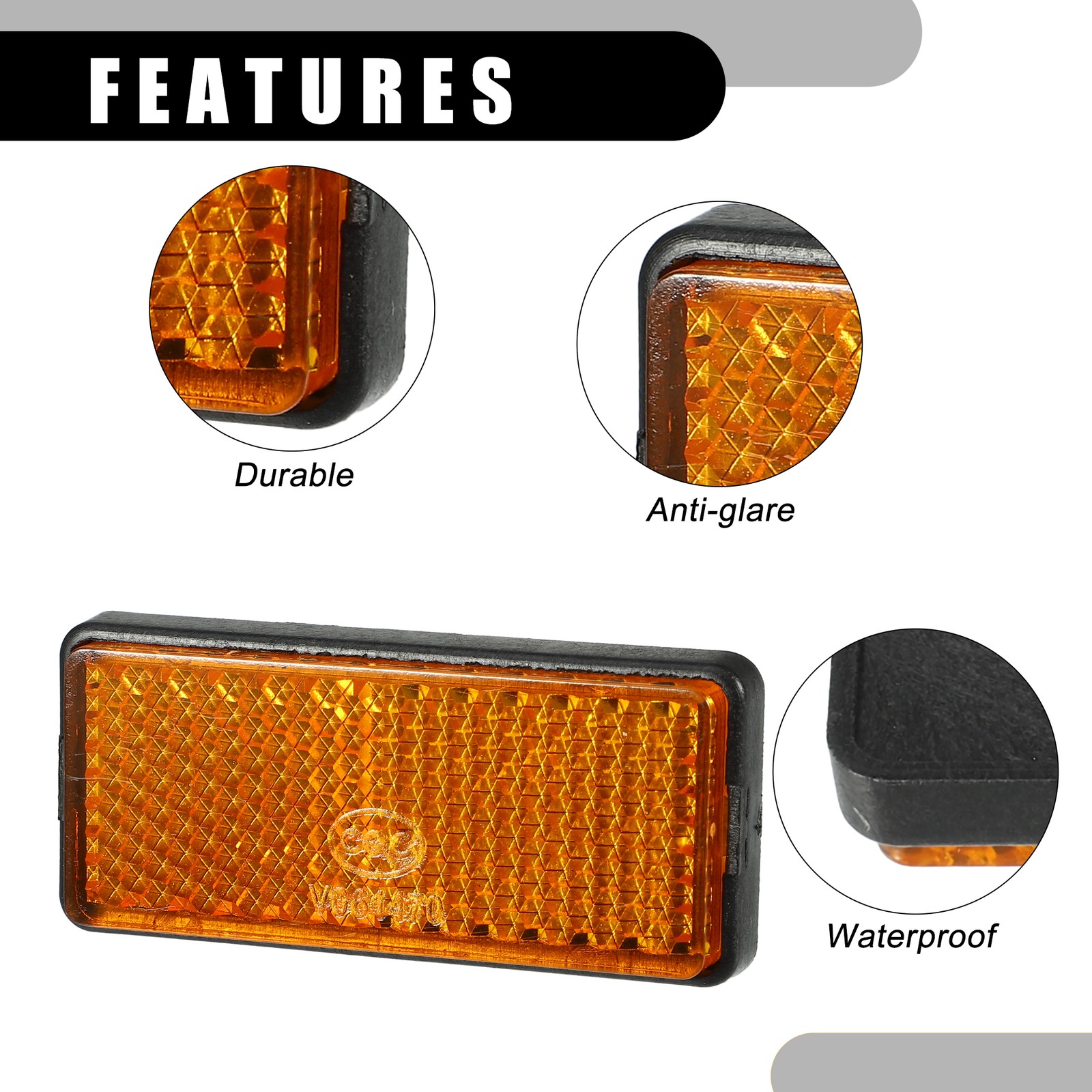 4pcs 2.20"x0.98" Universal Reflector Rectangle Motorcycle Reflector Orange