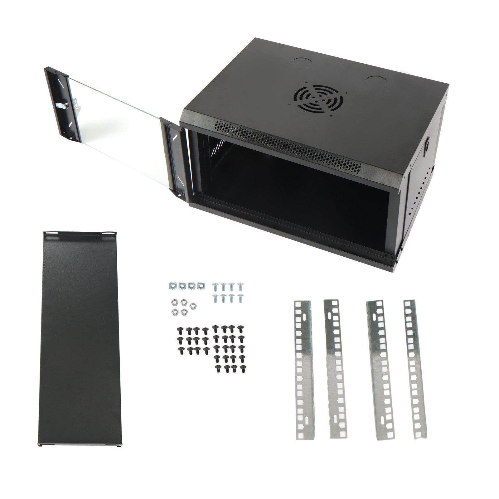 6U Wall Mount Network Cabinet 15.5in Deep with Lock for Data Center Rack"