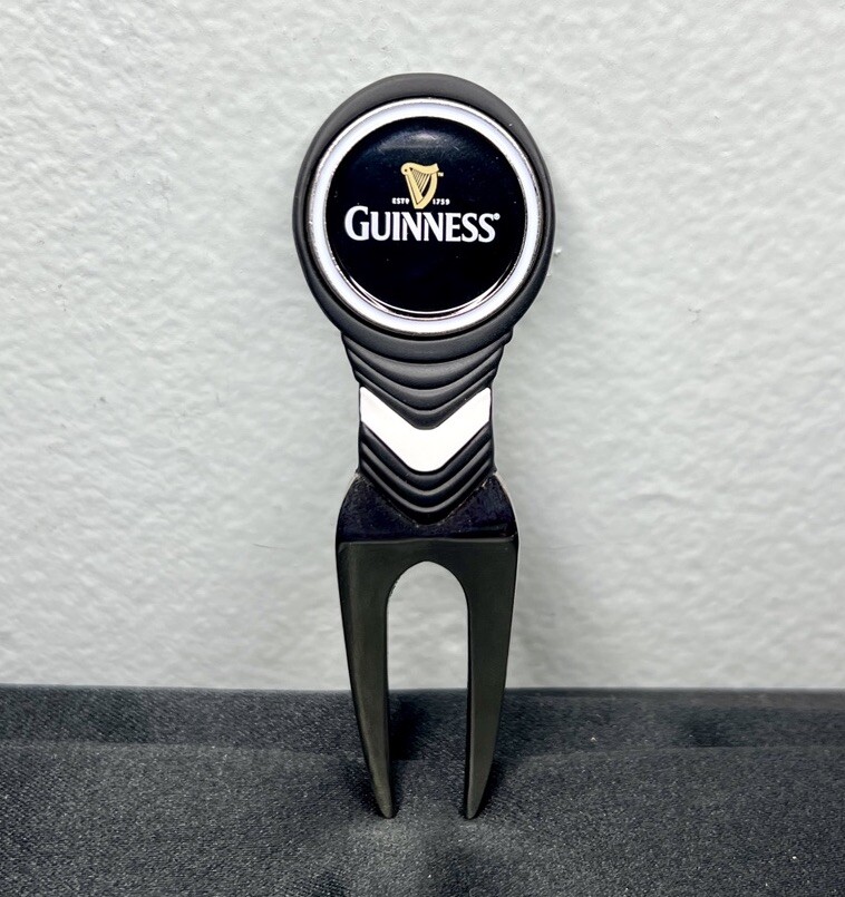 Guinness Beer Metal 3” Golf Divot Tool & 1" Coin Ball Marker Black White Silver