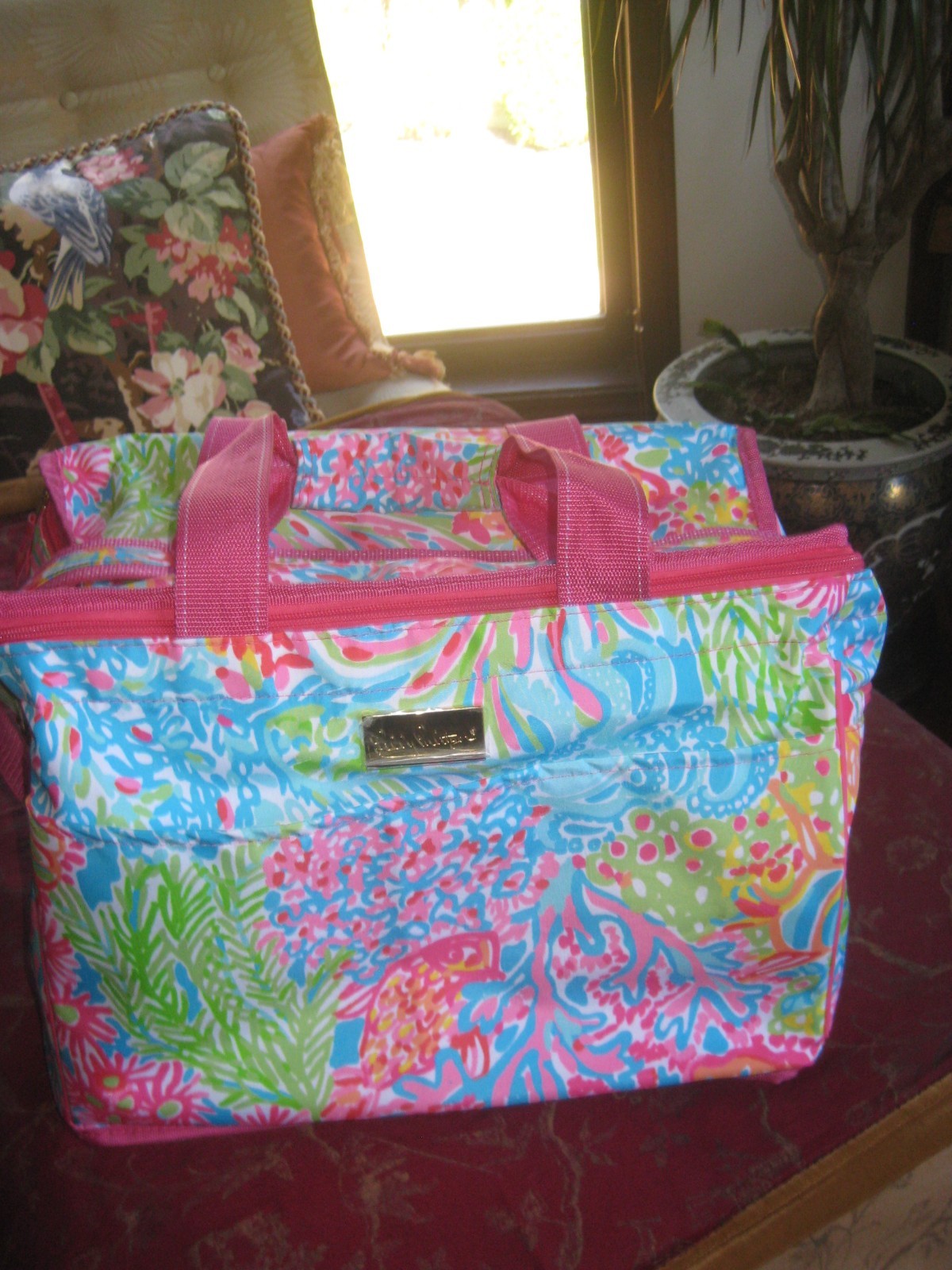 NWOT Lilly Pulitzer Insulated Beach Cooler Coral Square Soft Side 15"x12"x10"