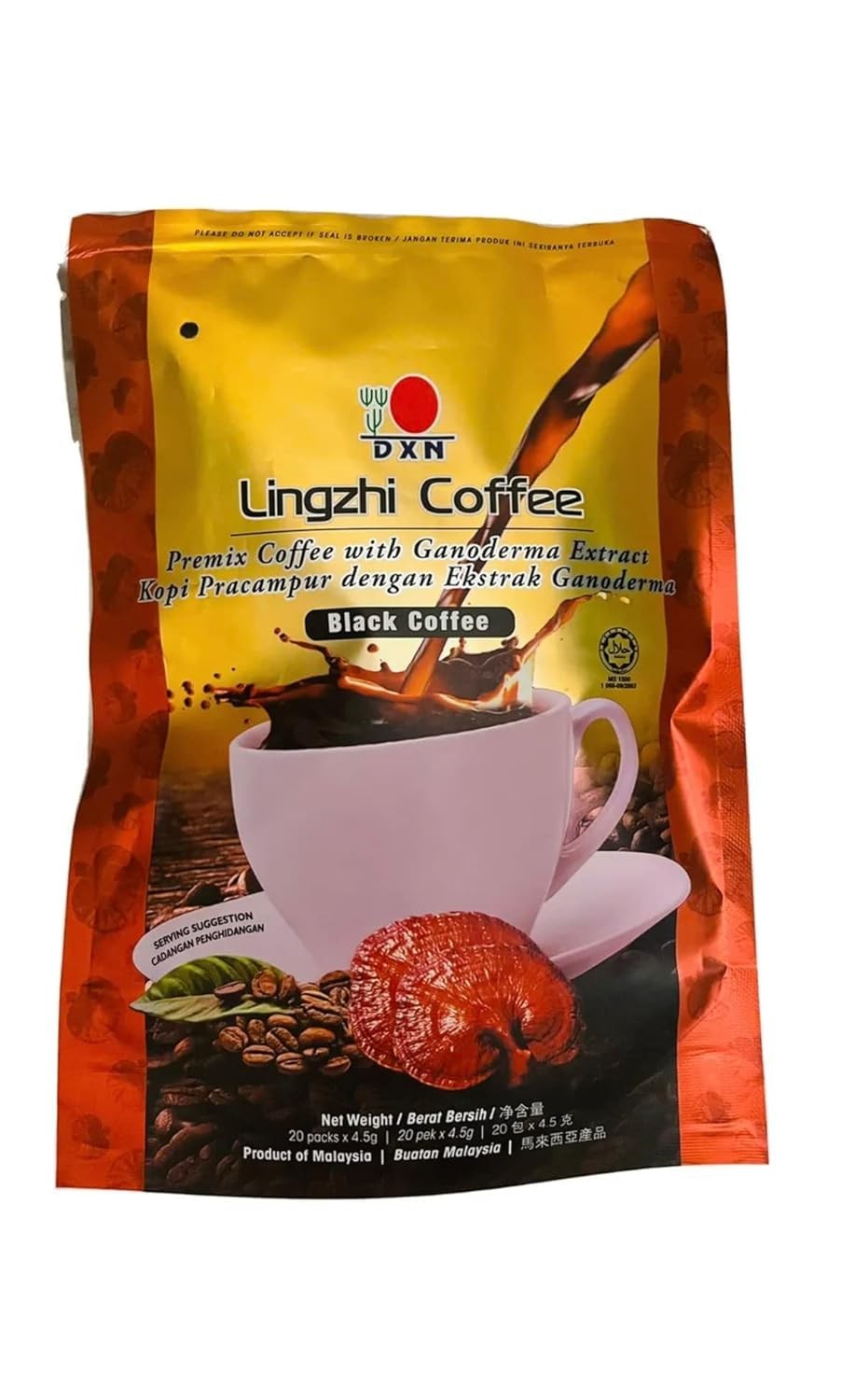 DXN Lingzhi Black Coffee 3 in 1 Instant Coffee Mix 20 Sachets