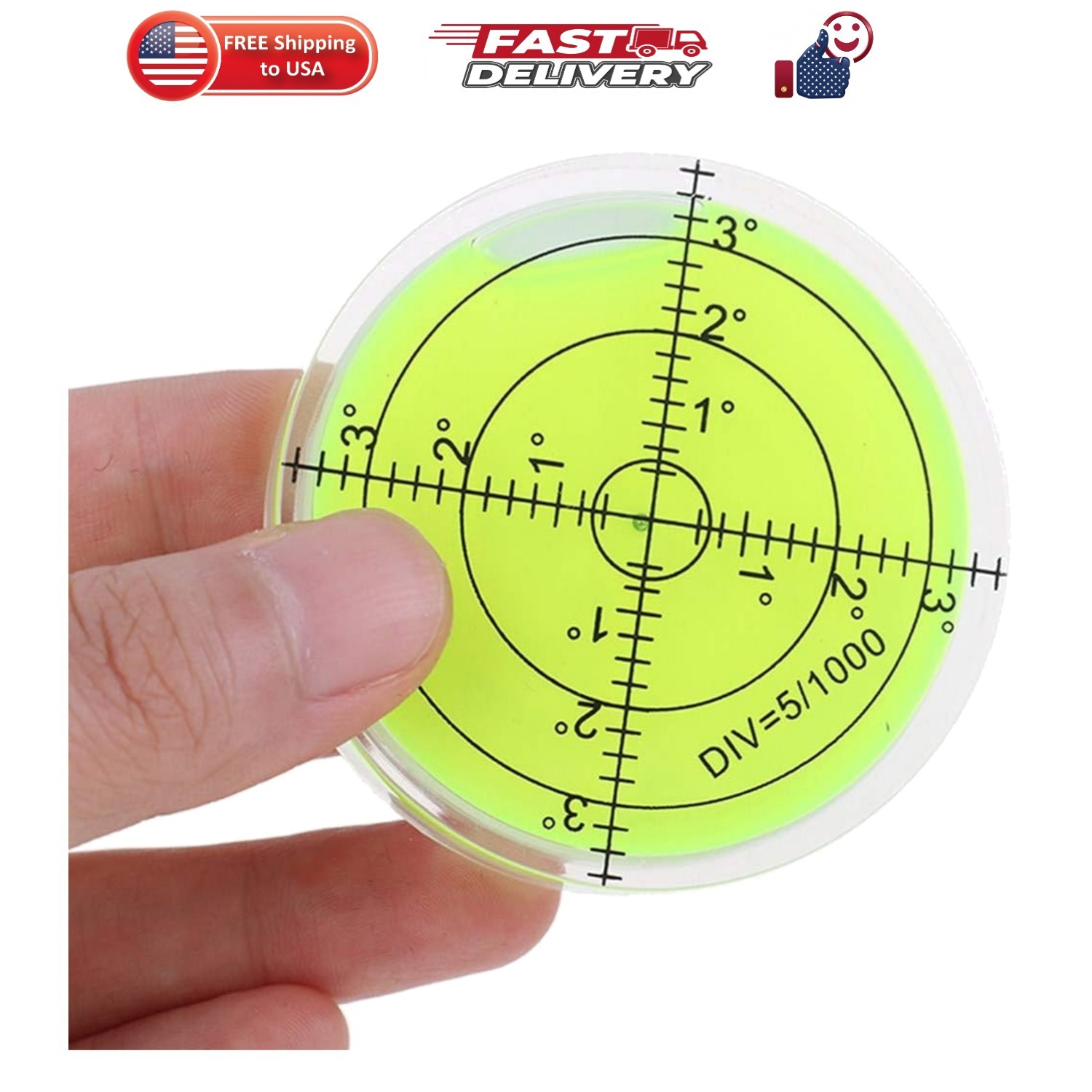 Bubble Spirit Level 60x12mm Degree Marked Surface Circular Level Round Levels...