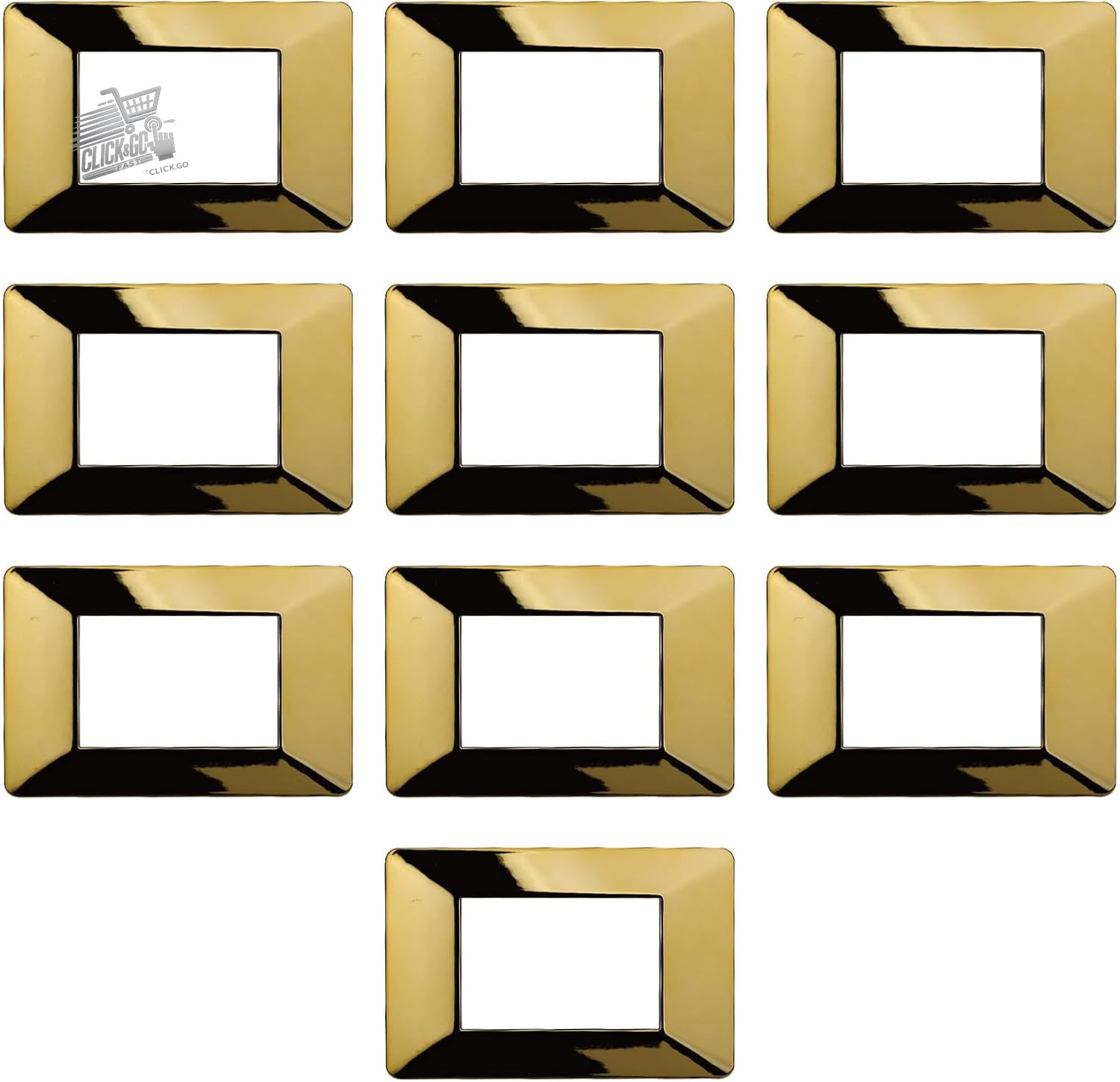 PACK OF 10 TECHNOPOLYMER PLATES, COMPATIBLE WITH VIMAR FLAT, 3 MODULES