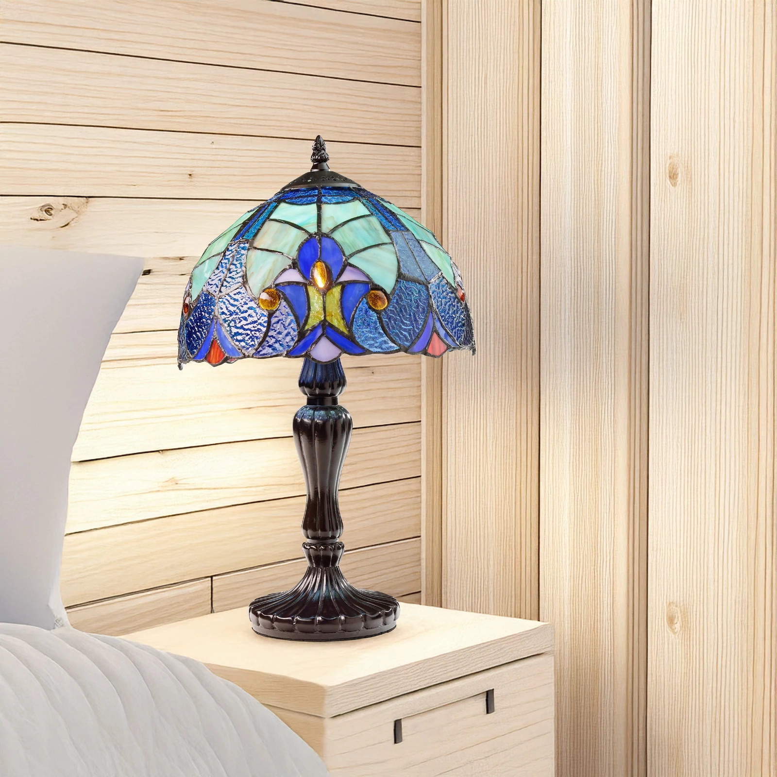 17"H Halston Candlestick Base Dome Shade Table Lamp
