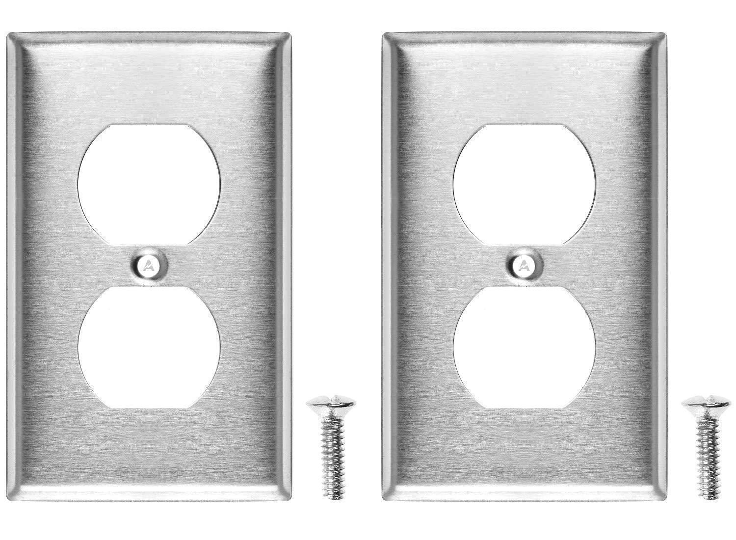 Duplex Receptacle Stainless Steel Wall Plate (2, 1-Gang)