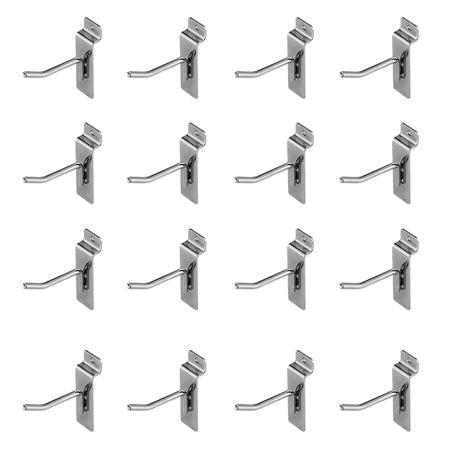 Slatwall Hooks Single Rod Display Hangers Chrome Plated 2 Inch 16 Pack