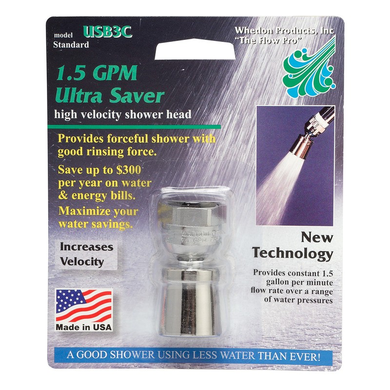 Whedon USB3C Chrome Solid Brass 1.5 GPM 1-Setting Showerhead 1 Dia. x 1 W in.