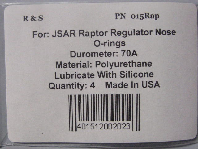 4 JSAR Raptor / Regulator Nose Compatible O-rings / R&S 015RAP