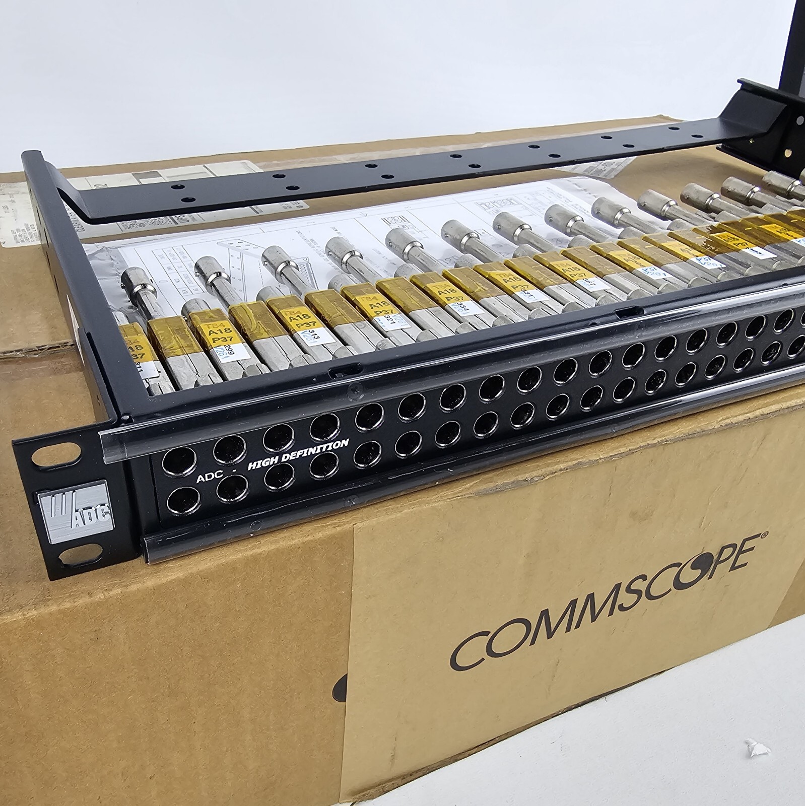 NEW ADC/Commscope 1RU 2x32 Midsize Video Normalled Patch Bay, PP11232-MVJT-BK