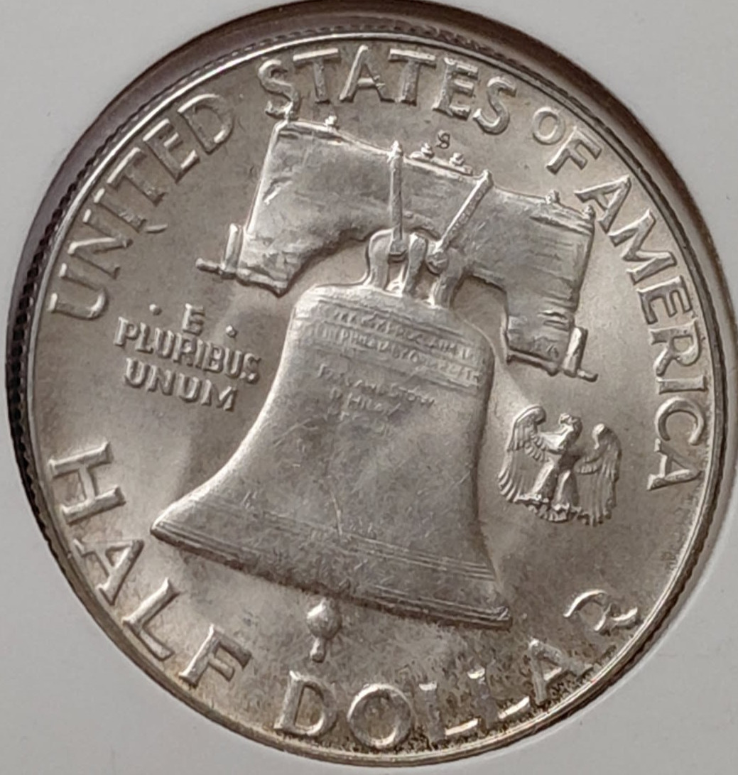 1951s UNC Silver FRANKLIN 1/2$ BLAST WHITE COIN