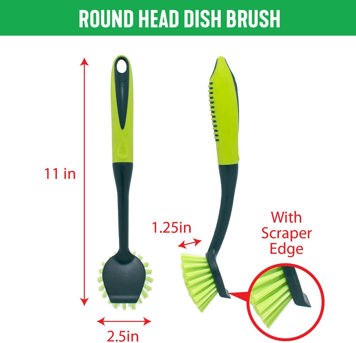 Scrub Brush Set - Long Handle Cleaning Brushes with Heavy Duty Bristles and Comf