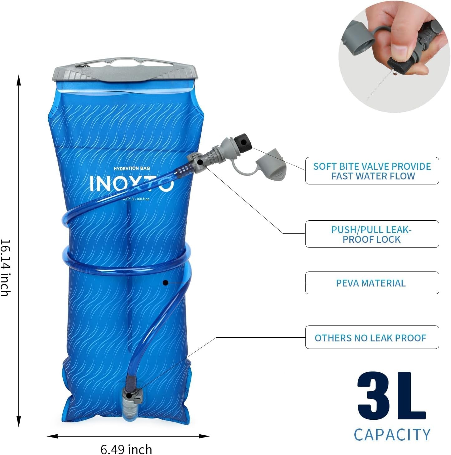 INOXTO 35L Hiking Backpack with 3Lwater bladder, Camping Backpack with Waterproo