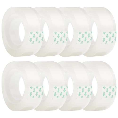 8 Rolls Transparent Clear Tape Refills for Dispenser, Sturdy Tape(Not Easily