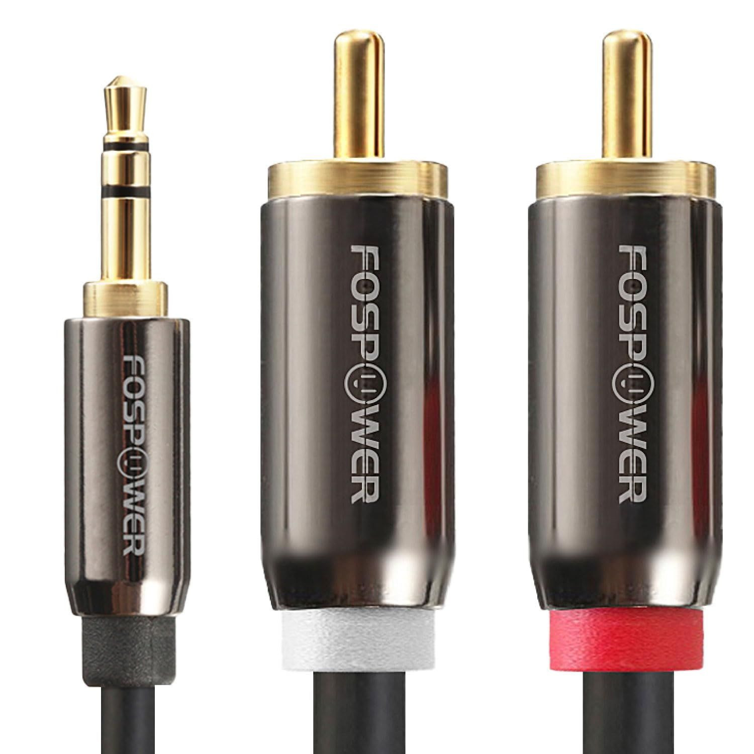 FosPower 3.5mm to RCA Cable (25FT), 25 Feet, Black, White, Red/Multicolor