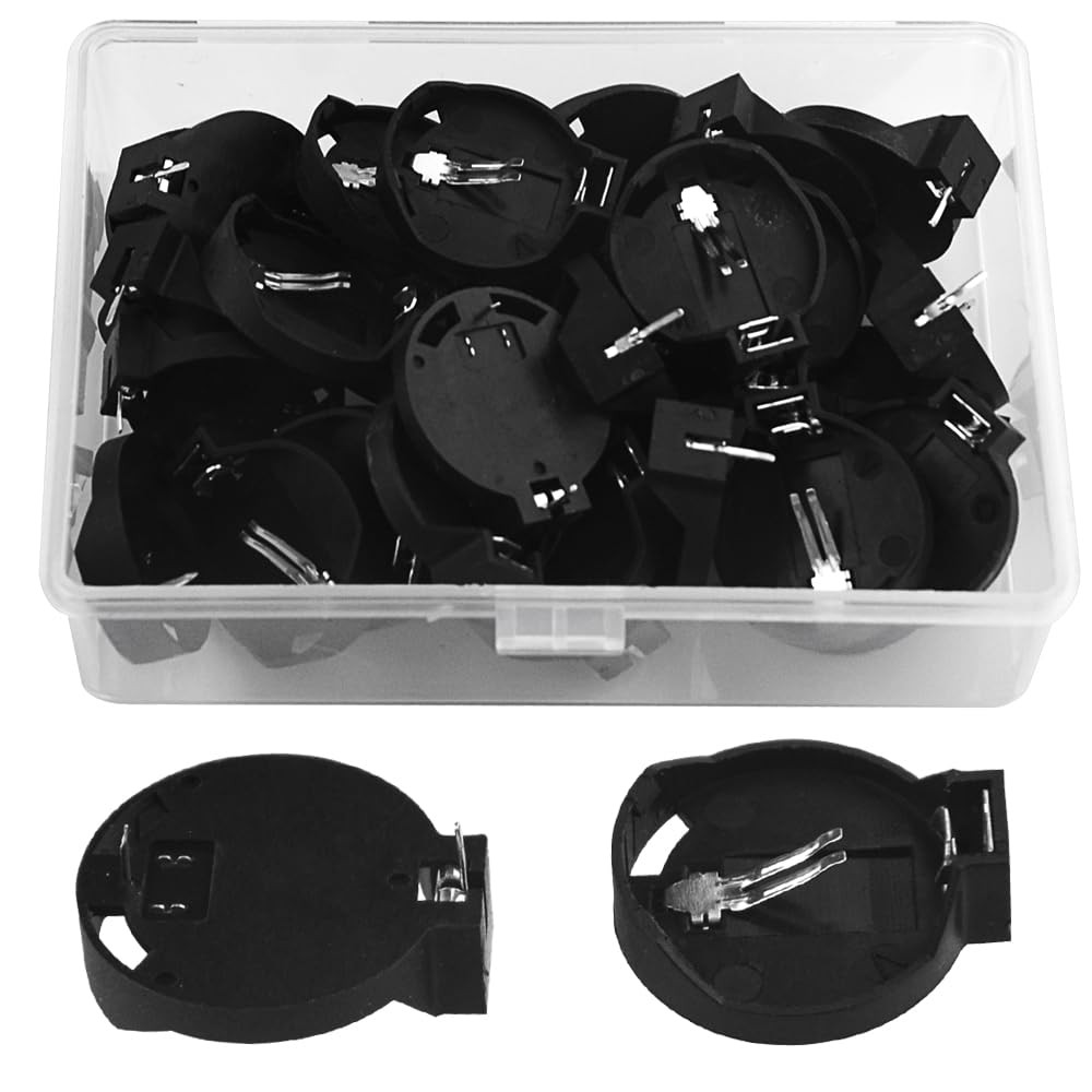 30 PCS CR2032 CR2025 Coin Cell Battery Holder Case, Black