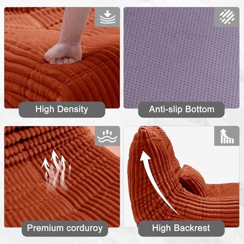 Bean Bag Chair with Lumbar Pillow, Gaint Bean Bag Chairs for Adults, Orange