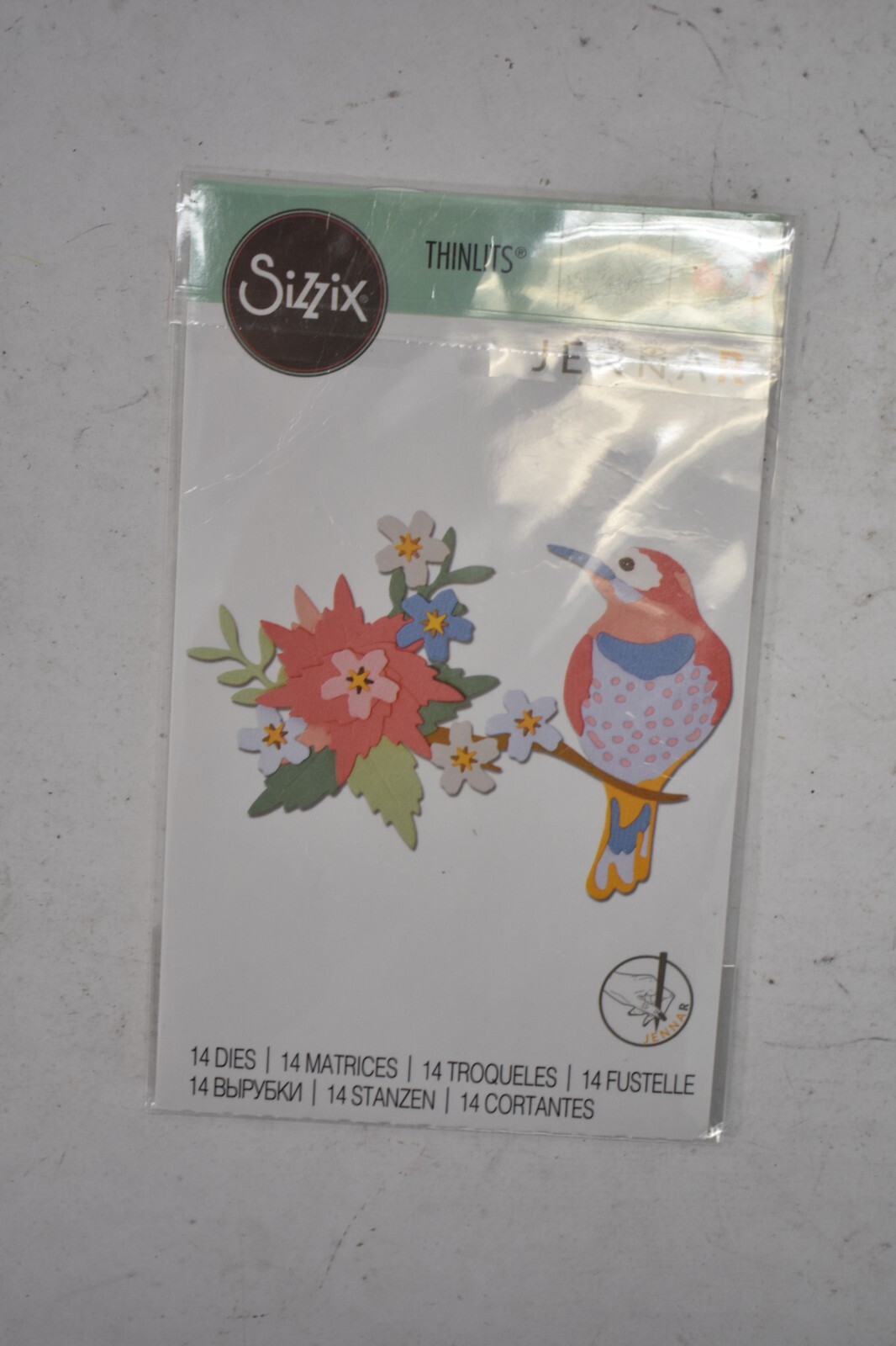 Sizzix Thinlits Die Set Jennar 14 Piece Set 664392 Bird On Fig Design Floral