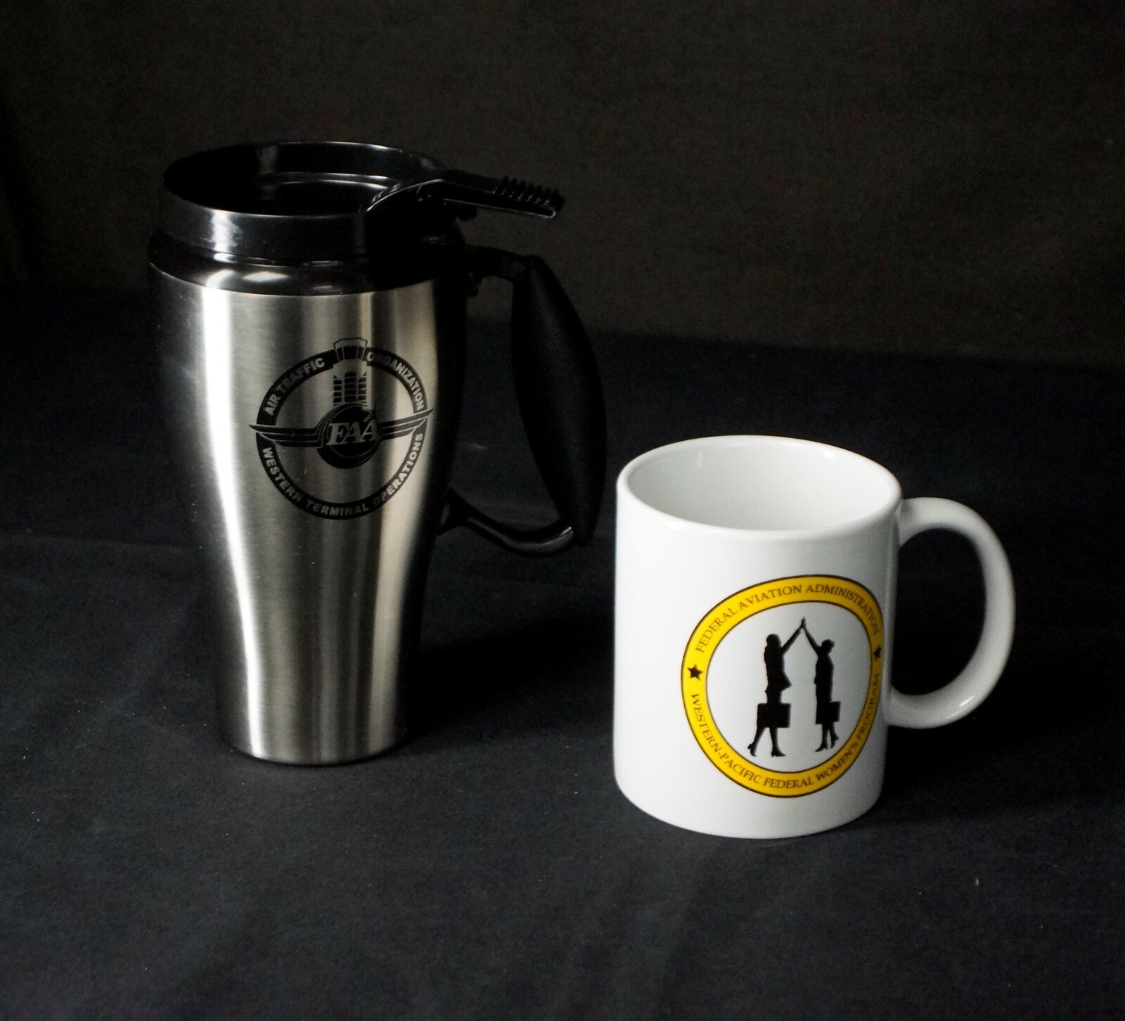 TWO FAA COFFEE MUGS Federal Aviation Administration AIR TRAFFIC & WOMEN