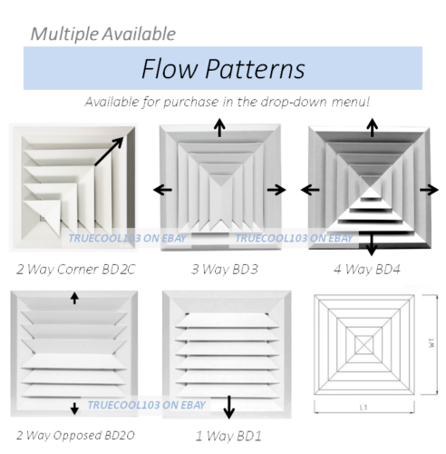 DUCT SQUARE 1 WAY LAY-IN CELILING AIR DIFFUSER WITH ADAPTER BD1-335/225x200