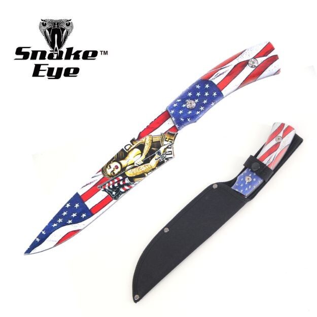 13" USA Design Hunting Knife Full Tang Fixed Blade 3D Printed Handle with Sheath