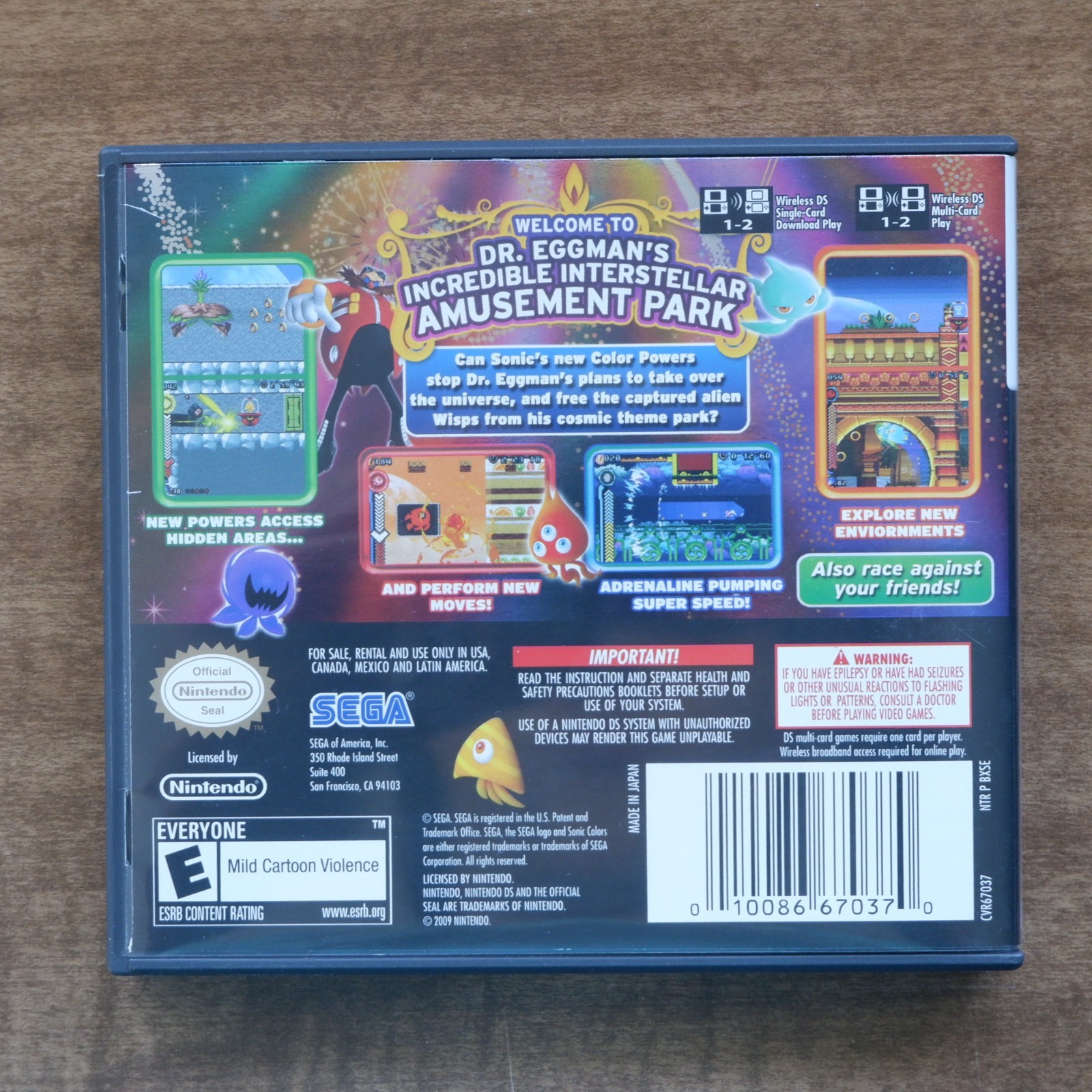 Nintendo Ds Case & Manual ONLY - Sonic Colors