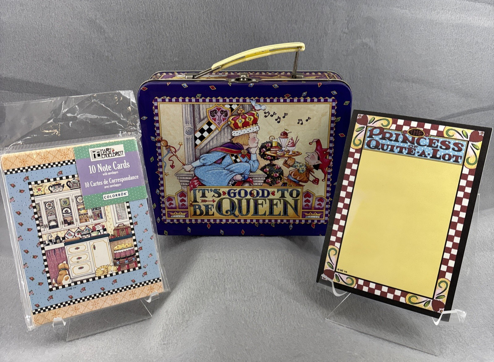 Mary Engelbreit Tin Lunchbox Stationary Notecards Magnet Notepad Vintage LOT 3