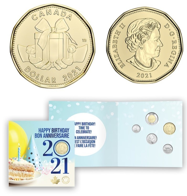2021 CANADA HAPPY BIRTHDAY  5 COIN GIFT SET WITH SPECIAL LOONIE