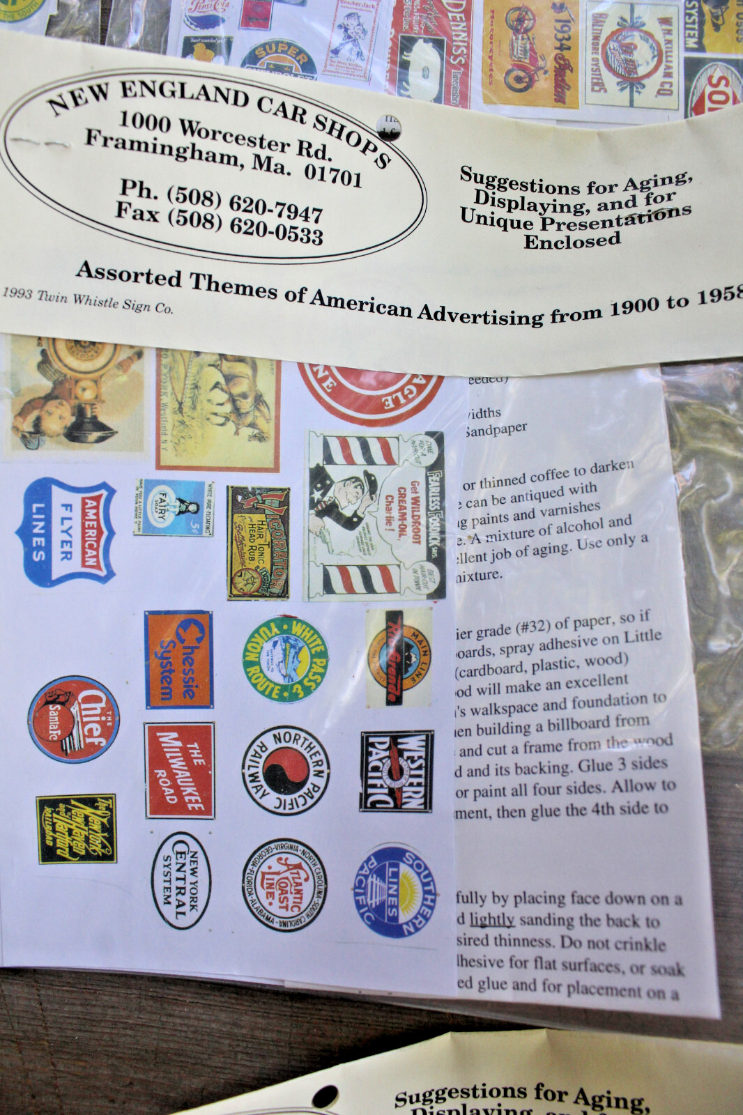 9 Packs of Vintage Little Ads Posters & Billboards for O Scale