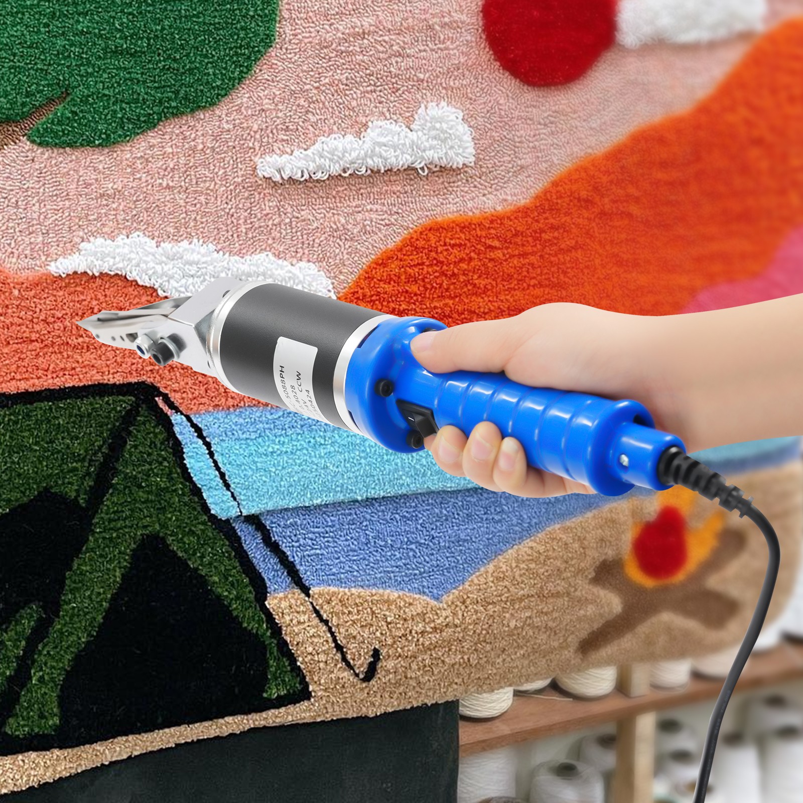 110V Electric Carving Scissors, Variable Speed Tufting Trimmer for Carpet & Rug